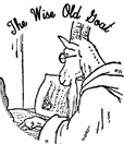 Wise Old Goat searching through books