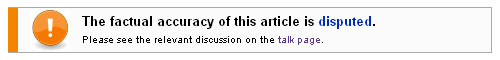 Wikipedia banner:  Accuracy disputed